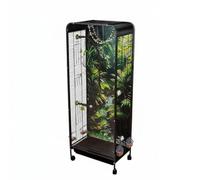 Ioensy Cage pour Oiseaux Grande Volière Aviary Habitat Paroissien Maison Transparent Volière Roulante avec Panneaux Pet Clairs et Cadre Métallique Solide, Noir, Avancé
