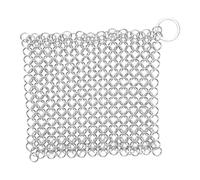 Ioensy Cast Iron Cleaner Brosse Chaînette Acier Inoxydable Nettoyage Poêles Grilles Cocottes Fonction Adapté à La Vaisselle Quotidienne, 7x7 Pouces