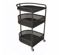 Ioensy Chariot de Rangement Mobile Table Basse Roulante Étagère d'Appoint Desserte à roulettes Table de Chevet Métal Fer Trois Niveaux Adapté au Salon, Noir Mat