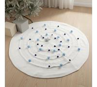 Ioensy Couverture Tissée à la Main Plaid Couverture Jeté Tapis Décoratif en Maille Polyester Moelleuse et Agréable pour la Peau Forme Sapin Ludique avec, Blanc