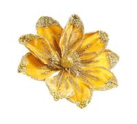 Ioensy Décoration de Noël Magnolia, Tige de Fleur Artificielle, Composition Florale événementielle, Fleurs Scintillantes, Floral pour Cheminée, or