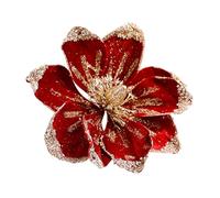 Ioensy Décoration de Noël Magnolia, Tige de Fleur Artificielle, Composition Florale événementielle, Fleurs Scintillantes, Floral pour Cheminée, Rouge Foncé