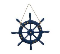 Ioensy Décoration Murale En Forme de Roue de Navire Méditerranéenne avec Corde En Bois, Idéale pour Une Fête de Pirates Ou Un Bureau, Bleu Profond