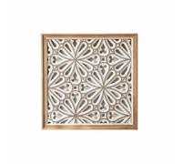 Ioensy Décoration Murale Sculptée Art Mural Plaque Mur Panneau Mur Bois Vieilli avec Reliefs Complexes pour Charme Ancien, Petit 50cm X 50cm, Style 3 - Motif Floral Ajouré A2709