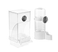 Ioensy Distributeur de Nourriture pour Oiseaux, Mangeoire et Abreuvoir, Accessoire pour Cage, Récipient Transparent pour Aliments