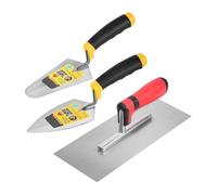 Ioensy Ensemble de 3 Outils à Main pour Maçonnerie : Truelle Plate de Finition avec Manche, Truelle de Jointoiement, Ensemble de Truelles de Mesure pour