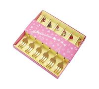 Ioensy Ensemble de 6 Fourchettes de Noël, Couverts de Noël, Ustensiles avec Coffret Cadeau, Polyvalents, Ensemble de Couverts pour Restaurant, or