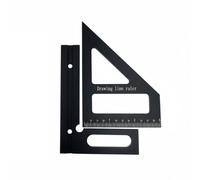 Ioensy Équerre d'Angle Règle Carré Menuisier Rapporteur Triangulaire Alliage d'Aluminium Antiusure Repères Métriques Contraste Mesures 45° 90° Adaptée à la, Noir, Triangle Impérial