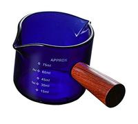 Ioensy Espresso Double Bec Récipient Poignée Bois Verre Durables Graduation Précise Fonction Polyvalente Adapté pour Salon Café Restaurant, Bleu, 5.5x6cm