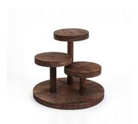 Ioensy Étagère de Présentation Support Exposition Présentoir Socle Plateau Rangement en Bois Fini Grain avec Structure Ouverte à Étages pour Accessoires Thé