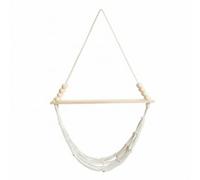 Ioensy Étagère Murale Macramé Étagère Hammac Support Bois de Pin Solide avec Corde en Coton Rangement à Deux Étages pour Décor et Accessoires