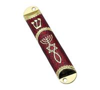 Ioensy Étui à Mezouza de Porte de 10,6 Cm, Ornement de Porte, Symbole de, Objet de Culte Juif, Fait Main pour Accueillir et Protéger, Robuste, Rouge