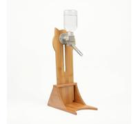 Ioensy Fontaine à Boire Murale pour Chats Distributeur d'eau Abreuvoir Support Nourrisseur en Bois Structure Compacte Profil Chat Décoratif Bouteille Claire, Vert, Bambou avec Distributeur D Eau