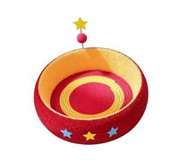 Ioensy Griffoir pour, Tapis à Griffer, Lit à Griffer en Polaire avec Corde et Balle Interactive, Idéal pour L'éducation des Chats D'intérieur, Rond