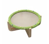 Ioensy Hamac pour Chat Lit Griffoir Combiné Berceau Bois Solide et Sisal Résilient Lounger Élevé Favorisant l'Air avec Boules à Taper Adapté Protection des Rideaux Intérieur, S