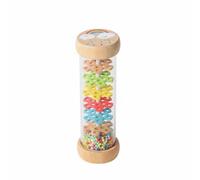 Ioensy Hochet pour Bébé Hochet Bâton de Pluie Percussion Enfant Jouet Sensoriel en Bois Transparent Bords Arrondis Bruits de Pluie Relaxants Facile à Saisir