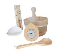 Ioensy Kit de Seau et Louche En Bois pour Sauna, Ensemble D'accessoires pour Sauna, Lampe Sablier