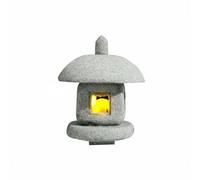 Ioensy Lantern de Miniature Ornement Pierre Semi-fabriqué Éclairage Atmosphère Paisible Convient à Bibliothèque Aquarium Bonsai Bureau Salon, S Lanterne Ronde