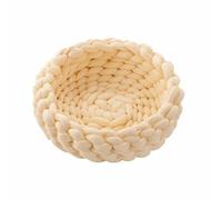 Ioensy Linge Industriel Coussin Doux Chat Panier Épais Tricoté Main Nid Cocon Esthétique Lavable Confortable Matériau Moderne Adapté pour Chats Chiens Intérieur Maison, Blanc Laiteux, 50cm 1.3kg