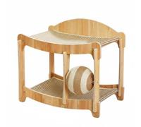 Ioensy Lit Griffoir pour Chat Couchage Hamac Tanière et Jouet Lit à Deux Étages pour Dormir et Jouer Surface Incurvée Sisal et Bois Gain de Place Adapté aux, S, Double Bed-sisal