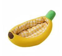 Ioensy Lit pour Animaux Lit Industriel Banane Panier Fruit Coussin Rembourré Coton PP Design Semi-Clos Adapté aux Chats Petits Chiens Repos à la Maison, L 70 41cm, Lit pour Chat Banane Modèle D Été