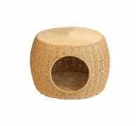 Ioensy Lit pour Chat Nid Coussin Maison Forme Citrouille Matériau Rotin Naturel Tressé Espace Fermé Dont l'Accès Favorise Conçu pour Isoler et Réconforter, Niche Citrouille