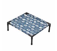 Ioensy Lit pour Chat Surélevé Structure Robuste PVC Lit Élevé Aération Oxford Portatif Élégant Convient pour Maison Camping Déplacement, Petit, Size to 1