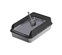 Ioensy Litière Ouverte pour Chat, Bac à Litière à Entrée par Le Haut, Accessoires pour Chats D'intérieur, Clôture surélevée, Toilettes pour Chat à Entrée, Noir et M
