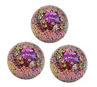 Ioensy Lot de 3 Boules Décoratives En Mosaïque de Verre (8 Cm) pour Centre de Table Moderne, Idéales pour Les Mariages, Les Repas et Les Fêtes, Rouge