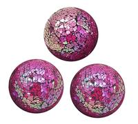 Ioensy Lot de 3 Boules Décoratives En Mosaïque de Verre (8 Cm) pour Centre de Table Moderne, Idéales pour Les Mariages, Les Repas et Les Fêtes, Violet