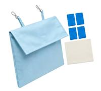 Ioensy Lot de 3 Pochettes Isothermes Suspendues pour Cage, avec Crochet Métallique et Sac Intérieur Amovible. Respirantes, Portables et Lavables, Bleu avec 4 Boîtes
