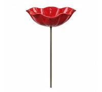 Ioensy Mangeoire Décorative Bain Bol Oiseau Support Fleur pour en Extérieur Attirer de Petits Oiseaux Convenant et Espaces de Détente, Array, Rouge