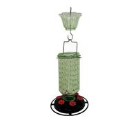 Ioensy Mangeoire en Verre Distributeur de Nectar Abreuvoir Suspendu Nourrisseur à Fleurs Motifs Diamant Cinq Accès Alimentaires Matériau Plastique Adaptée, Light Green