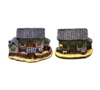 Ioensy Maquette de Maison Miniature Cabane Figurine Mini Déco Résine Ornement de Village Texturé et Ouvertures Détaillées Adaptée aux Terrariums Jardins en Verre Pots Comptoirs, Blanc
