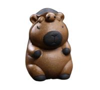 Ioensy Mini Statue de Capybara, Petite Sculpture Miniature, Figurine Décorative pour étagère, Style et Thé, Brun Foncé