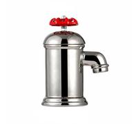 Ioensy Mug Céramique Robinet Industriel avec Poignée Confortable Couvercle Rouge pour Café Thé 350ml Bureau Maison Cadeau Original