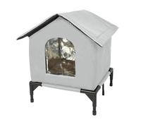 Ioensy Niche Extérieure surélevée, Coupe-Vent, Isolée et Chaude pour Chats Errants, Idéale pour l'hiver, Véranda Ou Terrasse, M Grey