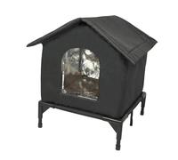 Ioensy Niche Extérieure surélevée, Coupe-Vent, Isolée et Chaude pour Chats Errants, Idéale pour l'hiver, Véranda Ou Terrasse, S Black