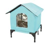 Ioensy Niche Extérieure surélevée, Coupe-Vent, Isolée et Chaude pour Chats Errants, Idéale pour l'hiver, Véranda Ou Terrasse, L Blue