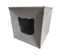 Ioensy Nid pour Chat en Feutre, Grotte Intérieure, Abri d'automne/Hiver, Lit Couvert pour Chat de Race Caniche, Poméranien Ou Chaton, Bouche de Chat Gris Clair
