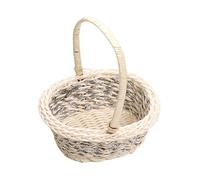 Ioensy Panier à Main Panier de Stockage Polyvalent Panier Décoratif Panier à Fleurs avec Poignée pour Rangement Maquillage Décoration Intérieure Mariage, Gris Blanc