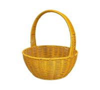 Ioensy Panier Rond En Rotin PP Tressé à La Main, pour La Maison, Portable, Polyvalent, Décoratif, pour, Le Service, de Bureau, avec Poignée, 25cmx28cm