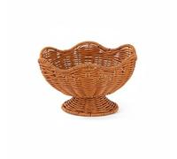 Ioensy Panier Tressé Corbeille Surélevée Récipient Multifonction Bol à Structure Ondulée Rotin Aéré Rangement Adapté pour Salon Cuisine Rangement Quotidien, S
