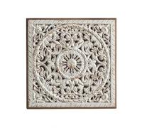 Ioensy Panneau d'Art Mural Sculpté Panneau Déco Murale Tableau Relief Sculpté et Centre Éclairci Effet Vieilli Doux Convient au, Carré 41.5cm, Épaisseur 4.5cm, A2544 Grand