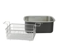 Ioensy Passoire Inox Bassine de Lavage, Array, Gris Texturé, Ensemble De Bassin Carré Et Panier De Drainage En Acier Inoxydable 304, Style Japonais