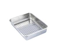 Ioensy Plaque de Cuisson Rectangulaire avec Grille pour Four, Plat avec Grille pour Griller Dessert et Légumes, 36x27x7cm