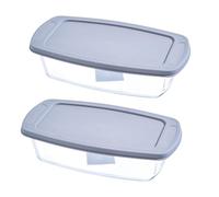 Ioensy Plat à Four En Verre, Récipient Alimentaire, Bol à Fruits, Saladier, Moule à Cake Rectangulaire En Verre pour La Cuisine, Le Bureau Ou La Maison, avec Un Couvercle