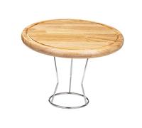 Ioensy Plateau Pizza Plateau Rond Présentoir à Gâteaux Support à Dessert Riser En Bois et Acier Inoxydable Fonction Démontable Convient pour Réception Restau, 10 Pouces