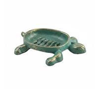 Ioensy Porte-savon en Fonte Support Savon Plateau Salle de Bain Égouttoir Compact Conception à Trous de Drainage Base, Boîte À Savon Tortue En Fonte Vert Antique