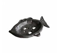 Ioensy Porte-savon en Fonte Support Savon Plateau Salle de Bain Égouttoir Compact Conception à Trous de Drainage Base, Boîte À Savon En Forme De Poisson